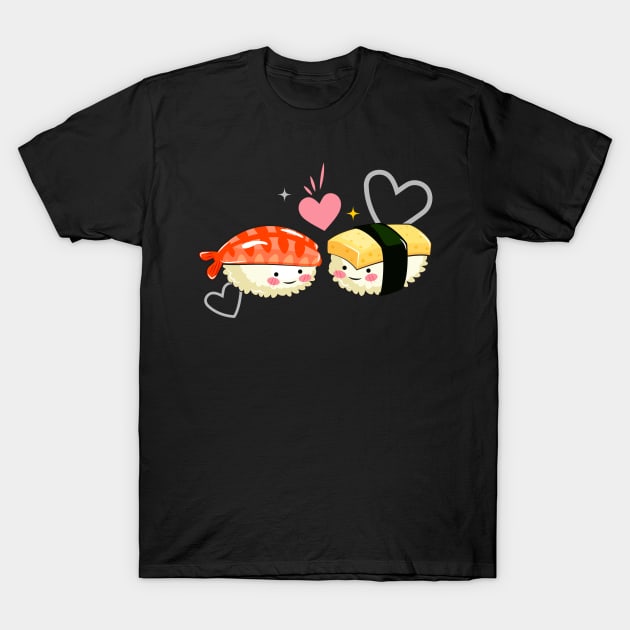 Ebi Tamago Sushi Love T-Shirt by InkyArt